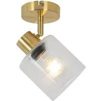 Qazqa LED Aufbaustrahler Laura, ohne Leuchtmittel, Warmweiß, QAZQA Aufbau­spot, e27, gold, Glas, Art Deco