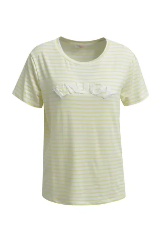 HeartKiss - T-Shirts Stripe Enjoy Frottee Wording yellow print - Gr. - L
