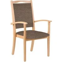 einrichtungsdesign24 Armlehnstuhl Massivholz Seniorenstuhl Alexander Hochlehner Armlehnenstuhl Esszimmer, hohe Rückenlehne, Griffbügel und gerundeter Sitzfläche