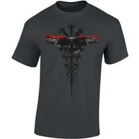 Baddery Print-Shirt Wikinger T-Shirt: „Blutrabe“ - Viking Shirt - Nordisches Raben Shirt, hochwertiger Siebdruck, auch Übergrößen, aus Baumwolle