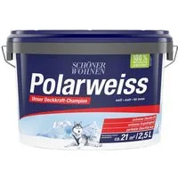 SCHÖNER WOHNEN FARBE Wand- und Deckenfarbe Polarweiss 2.5 Liter (74028), hoher Weißheitsgrad, Spritz-Frei, Lösemittelfrei