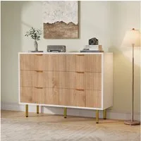 zebery Kommode Sideboard aus Holz, Metallbeine (Set, 1 St., Modern Highboard mit 6 Stauraum Schubladen, Metallgriff), Kommode Buffet Schränke für Schlafzimmer, Wohnzimmer, Flur