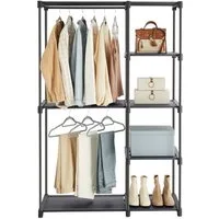 SONGMICS Kleiderschrank offen, freistehende Garderobe, Standregal mit Kleiderstangen, Garderobenständer
