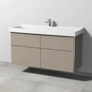 Sanipa 3way Waschtischunterbau zu Geberit Xeno2 Waschtisch mit 4 Auszügen, Sandgrau-Matt BS66467