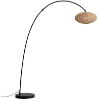 Qazqa Bogenlampe Bida, ohne Leuchtmittel, Warmweiß, QAZQA Bogen­lampe, e27, Schwarz, Stahl, Japandi