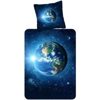 ESPiCO Kinderbettwäsche Earth Blau Trendy Bedding, Renforcé, 2 teilig, Weltall, Planeten, Sonne
