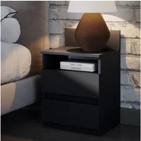 Vicco Nachtschrank Monty, Schwarz, 39.6 x 59.1 cm 2er Set (2-St)