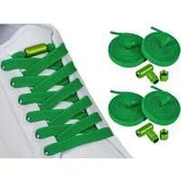 ELANOX Schnürsenkel 4 Stück 8 mm BREIT elastische Schnürsenkel mit Mettalkapseln