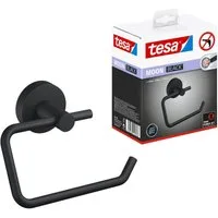 tesa Toilettenpapierhalter MOON Toilettenrollenhalter ohne Bohren - 9,9 cm : 14 cm : 5,3 cm (Packung, 1-St., inkl. Klebelösung), selbstklebender WC-Rollenhalter - schwarz