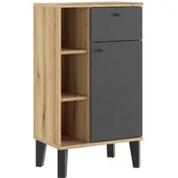 Home affaire Midischrank Oslo, Badschrank mit Knopfgriff, Schrank im skandinavischen Design in der Türfarbe Weiß oder Grau verfügbar, ausreichend Stauraum