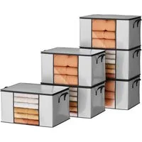 Oak&Tea Aufbewahrungstasche Aufbewahrungstasche mit Deckel Aufbewahrungsboxen für bettdecken (6-tlg), 90L Kleiderboxen für Kleiderschrank Organizer