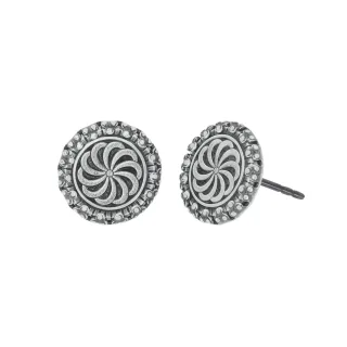 konplott - Ohrstecker - Medallion Glam grau/silver