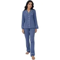 SNOOZE OFF Pyjama Schlafanzug in blau (2 tlg., 1 Stück) mit Kontrastpaspel-Details