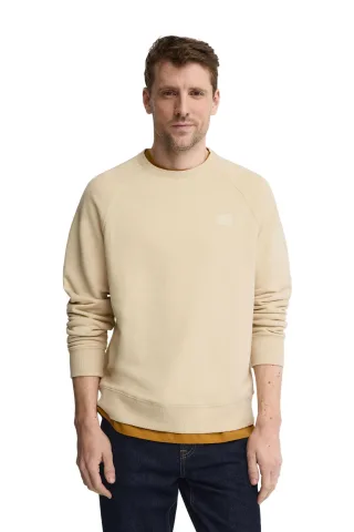 Sweatshirt beige mit Rundhalsausschnitt und Polo Club Patch