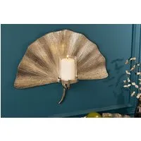riess-ambiente Wandkerzenhalter GINKGO 44cm silber (Einzelartikel, 1 St), Wohnzimmer · Metall · Teelicht · Dekoration · handmade · Boho