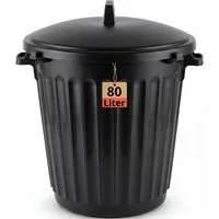 BigDean Mülleimer 80 Liter 55cm durchmesser verschliessbarem Deckel, Müllentsorgung, Futtermittel-Lagerung, Gartenabfälle, Pfandflaschen