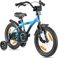 PROMETHEUS BICYCLES Kinderfahrrad HAWK 16 Zoll ab 5 Jahre, 1 Gang, Junge Mädchen Fahrrad Kinder mit Rücktrittbremse Stützräder