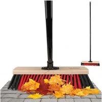 Hausfelder Straßenbesen Gartenbesen 40 cm breit mit Stiel, Terrasse, Garten, Straße, Einfahrt, (Kehrbesen mit vierteiligem Metallstiel, Besen), Besen für draußen