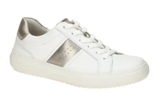 Gabor 83.360.21 Damenschuhe Sneaker wei?/puder Wechselfu?bett & graumetallic