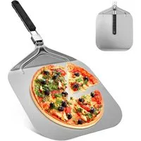 SinLaw Pizzaschneider Pizzaschieber Aluminium, Pizzaschaufel für den Grill Oder Ofe, mit Praktischen Einklapp-Griff
