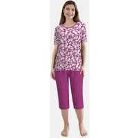GÖTZBURG Pyjama 3/4 Arm, 7/8 Hose, Rundhalsausschnitt, geblümt, Baumwolle