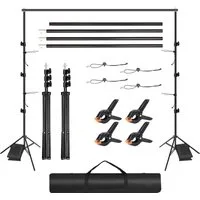 TLGREEN Hintergrundsystem Fotohintergrund Ständer, Verstellbarer Hintergrundsystem, 2.6×3m,Höhenverstellbar mit Hintergrundclip und Sandsack