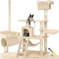 tectake Kratzbaum Katzenbaum Stokeley 141 cm Diverse Farben, Vielseitig mit robusten Sisalstangen und Plüschoberfläche