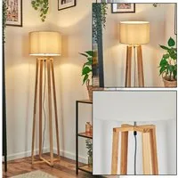 hofstein Stehlampe Stehlampe aus Holz/Metall im skandinavischen Design, Stehleuchte im Boho-Style mit Fußschalter und Stoffschirm, E27, 155 cm