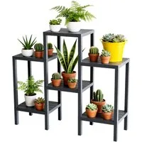 Ribelli Blumenständer 6-Etagen Pflanzenständer Kunststoff Mehrstöckig Blumenregal, DIY Pflanzentreppe Balkon, Deko Wohnzimmer, Garten, Terrasse und Büro