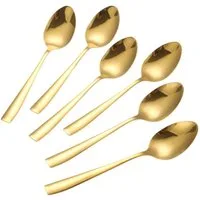 Cheffinger Besteck-Set 6er Set goldene Kaffeelöffel aus hochwertigem Edelstahl Modern, Edelstahl