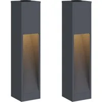 vidaXL LED Solarleuchte Solar LED Wegeleuchte 2 pcs Warmes Weiß 18 x 18 x 80 cm