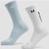 MP Move Club Laufsocken (2er-Pack) - Hellblau/Weiß - UK 12-14