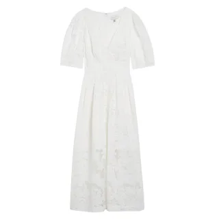 Weißes Midikleid Von Ted Baker Agnel Mit Spitze Und Puffärmeln