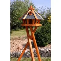 Holzdekoladen Vogelhaus Vogelhaus Holz wetterfest mit Futterautomat – mit/ohne Ständer/Solar