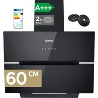 CIARRA Kopffreihaube 60 cm Dunstabzugshaube A+++ 650 m³/h starke Saugleistung VM6736FB Serie 4 Stufen Inkl. BOOST 60 cm Dunstabzugshaube A+++ 650 m³/h starke Saugleistung VM6736FB, Leise Schräghaube WIFI-APP Touch Control Umluft & Abluft mit LED