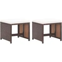 vidaXL Gartenstuhl Gartenhocker 2 Stk. mit Sitzkissen Poly Rattan Braun (2 St)