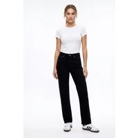 ESRA Straight-Jeans High Waist Damen Jeans Stretch Hose gerade Jeans Damen Straight Jeans Damen Stretch Jeanshose High Waist Jeans Damen Schwarz
