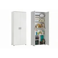 Home Collective Mehrzweckschrank 75 cm breit mit Einlegeböden 75x35x184 cm (BxTxH) Weiß mit 2 Türen & 6 Einlegeböden