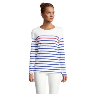 SOLS - "Matelot" T-Shirt für Damen Langärmlig (Weiß/Königsblau/Rot)