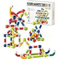 ibettertec Magnetische Bausteine, 3D Magnetbausteine, Magnetspielzeug Magnetspielbausteine, (Spar-Set, 85 St., 85-teiliges Magnetbaukasten mit Aufbewahrungsbox ab 3 Jahren), Einziehbarer 3D Magnetbaukasten mit Aufbewahrungsbox