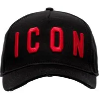 Dsquared2 Baseball Cap Icon Kappe Basebalkappe Trucker Mütze Verstellbarer Riemen, dezente Destroyed-Effekte, Gebogener Schirm