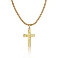 Kuzzoi Kette mit Anhänger Herren Zopfkette Kreuz Gehämmert 925 Silber, Kreuz