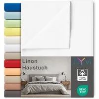 NYVI Betttuch Linon Deluxe Bettlaken ohne Gummizug aus 100% atmungsaktiver Baumwolle, Baumwolle, (1 Stück), Betttuch auch als Sommerdecke nutzbar, OEKO-TEX 100, Bei 60°C waschbar