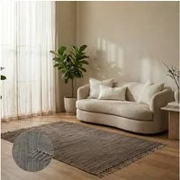 Elegant Floors Teppich Chindi Taupe 60x90 cm Baumwolle handgewebt Flachgewebe wendbar Boho, Höhe: 9 mm