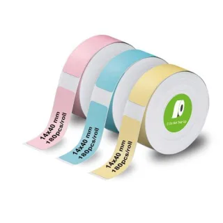 3x1 Olympia Etikettenrolle 14 mm x 40 mm rosa, blau, gelb