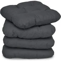 Beautissu Stuhlkissen 4er Set Sitzkissen Lisa Anthrazit, 40x40x8cm, Indoor & Outdoor Kissen mit 8cm Schaumstoff Füllung, widerstandsfähig