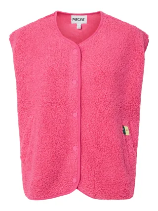 PIECES - PCKATTY TEDDY VEST NOOS BC Shocking Pink - Gr. - XS