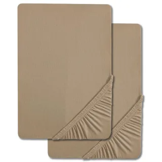 Castell Jersey Baumwoll Spannbettlaken taupe 90 x 190 - 100 x 200 cm Doppelpack
