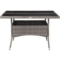vidaXL Gartentisch, Garten-Esstisch Grau Poly Rattan und Glas