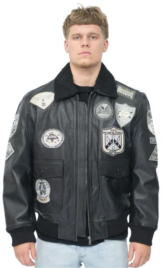 Herren Top Gun A2 Leder Bomberjacke-San Diego